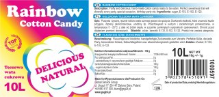 Kolorowa tęczowa wata cukrowa Rainbow Cotton Candy 10L