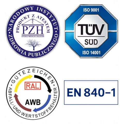 Kontener do zbiórki odpadów i śmieci komunalnych ATESTY Europlast Austria - żółty 1100L