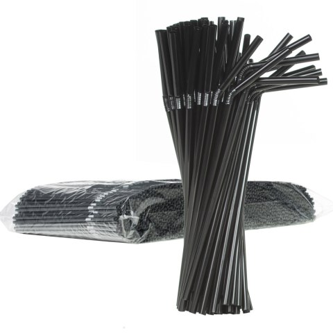 Słomki do napojów łamane 5/210mm - czarne 250szt.