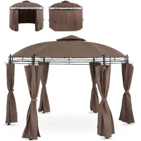 Pawilon ogrodowy namiot altana składana okrągła ze ścianami śr. 3.5 m brązowa