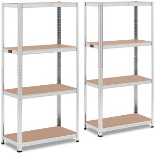 Regał magazynowy metalowy 4 półki 320 kg 80 x 40 x 160 cm szary 2 szt.