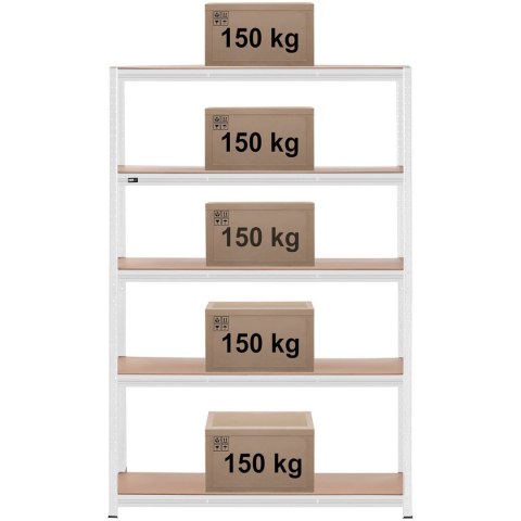 Regał magazynowy metalowy 5 półek 750 kg 120 x 40 x 180 cm szary