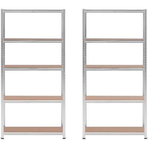 Regał magazynowy metalowy 5 półek 875 kg 90 x 30 x 180 cm szary 2 szt.