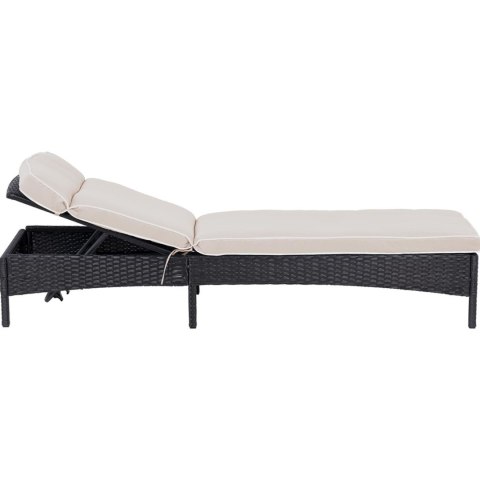 Leżak rattanowy z regulowanym oparciem tapicerką do 160 kg beżowy