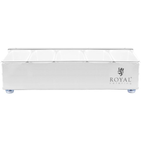 Pojemnik organizer barmański na dodatki do drinków z pokrywką 5 x 0,4 l