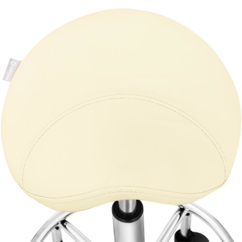 Taboret stołek hoker kosmetyczny siodłowy na kółkach Frankfurt do 150 kg beżowy