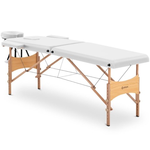 Stół łóżko do masażu składane szerokie z drewnianym stelażem VANNES WHITE - białe