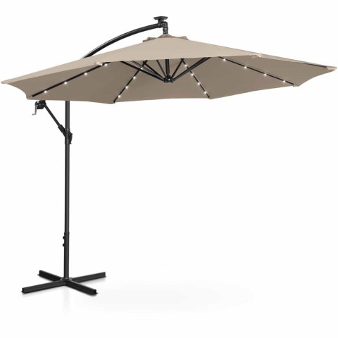 Parasol ogrodowy na wysięgniku okrągły uchylny z oświetleniem LED śr. 300 cm kremowy