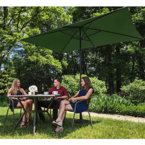 Parasol ogrodowy prostokątny z korbką 200 x 300 cm zielony