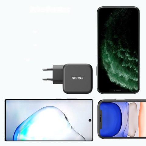 Ładowarka sieciowa GaN USB Typ C 60W + kabel USB Typ C 1.8m czarny