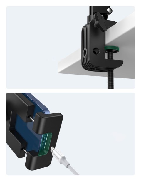 Uchwyt statyw składane ramię do biurka stołu na telefon tablet czarno-szary