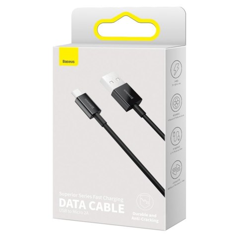 Superior kabel przewód USB microUSB do szybkiego ładowania 2A 1m czarny