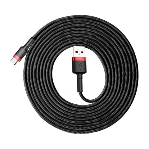 Wytrzymały nylonowy kabel przewód USB USB-C QC3.0 2A 3M czarno-czerwony