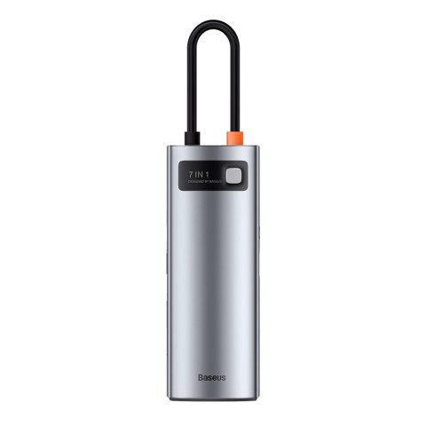 Multifunkcjonalny HUB USB 7w1 Typ C HDMI czytnik kart TF PD szary