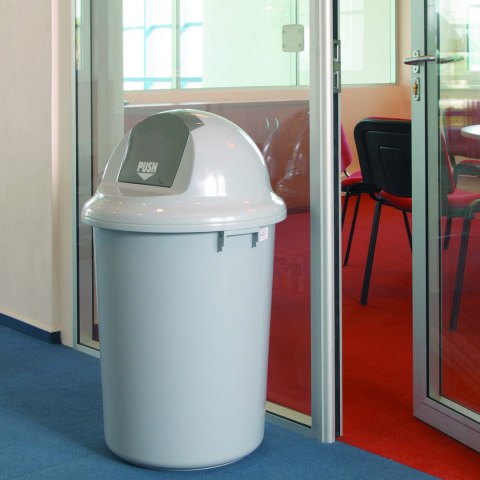 Pojemnik kosz na śmieci z uchylną klapką PUSH szary 60L