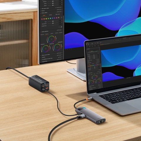 StarJoy HUB 6w1 USB-C 3xUSB HDMI RJ45 PD szary
