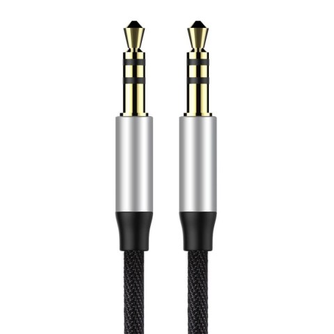 Yiven M30 przewód kabel audio stereo AUX 3.5 mm męski mini jack 1m srebrno-czarny