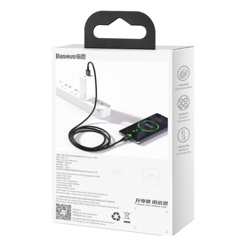 Kabel przewód Superior do Huawei USB - USB-C 11V / 6A SuperCharge 1m - czarny