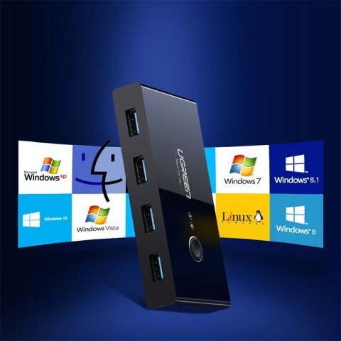 Switch box HUB przełącznik 4x USB 2.0 rozdzielacz USB na dwa komputery - czarny