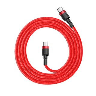 Wytrzymały kabel przewód w oplocie USB-C do USB-C QC3 1m - czerwony