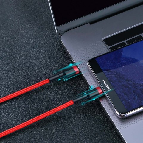 Wytrzymały kabel przewód w oplocie USB-C do USB-C QC3 1m - czerwony