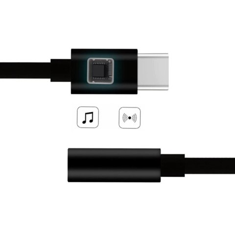 Adapter przejściówka z USB-C na gniazdo audio 3.5 mini jack czarny