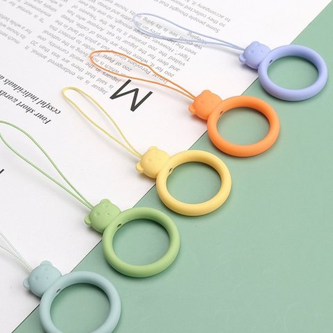 Silikonowa smycz do telefonu zawieszka miś niedźwiadek ring na palec czerwony
