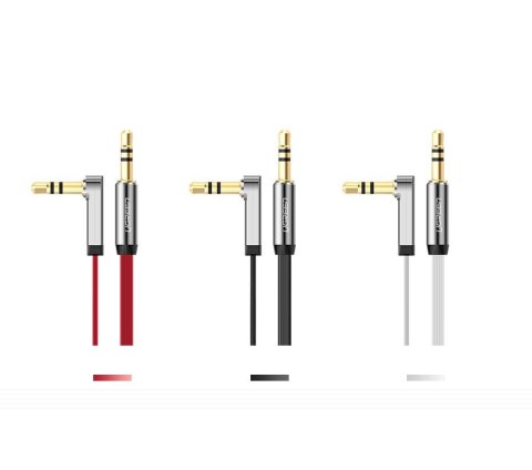 Płaski kabel przewód audio AUX 3.5mm mini jack 3m srebrny