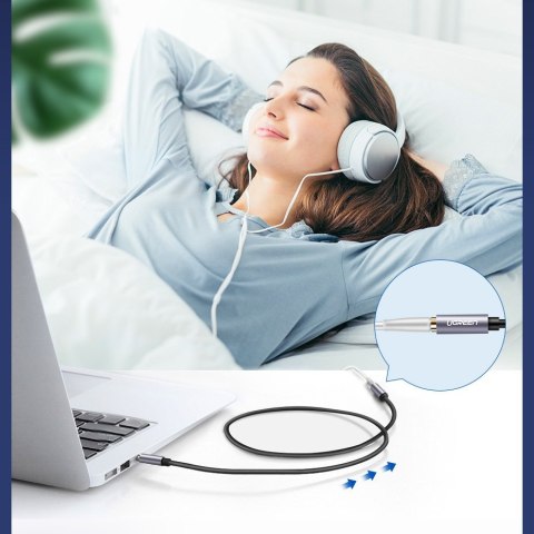 Przewód kabel przedłużacz do słuchawek AUX 3.5mm mini jack 3m srebrny