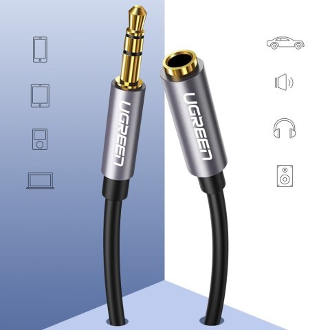 Przewód kabel przedłużacz do słuchawek AUX 3.5mm mini jack 3m srebrny