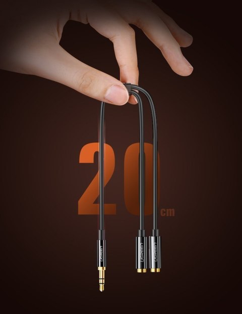 Rozdzielacz kabla słuchawkowego 2x AUX 3.5mm mini jack 25cm czarny