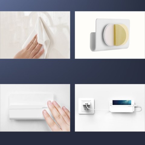 Uchwyt ścienny półka na telefon tablet smartfona do ładowania biały