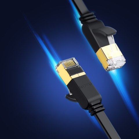 Płaski patchcord kabel przewód sieciowy LAN STP RJ45 Cat 7 10Gbps 3m czarny