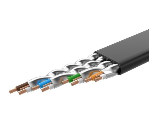 Płaski patchcord kabel przewód sieciowy LAN STP RJ45 Cat 7 10Gbps 3m czarny