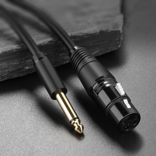 Przejściówka kabel audio do mikrofonu XLR żeński - 6.35 mm jack męski 2m czarny