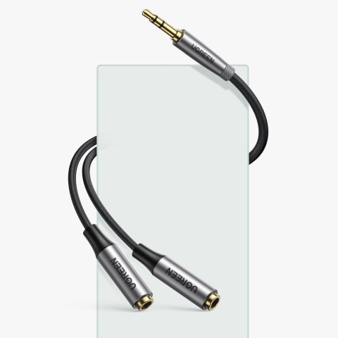 Rozdzielacz na 2x przewód kabel AUX 3.5mm mini jack 0.2m czarny