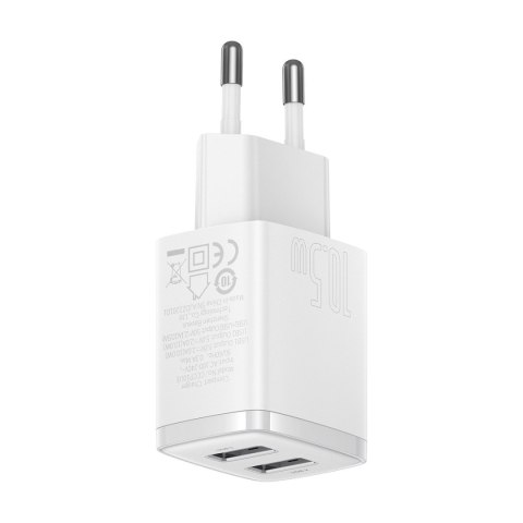 Mała ładowarka sieciowa Compact 2x USB 10.5W biały