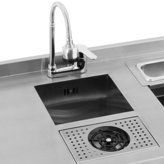 Stacja barmańska stół zlew barmański z myjką i pojemnikami na lód stal nierdzewna