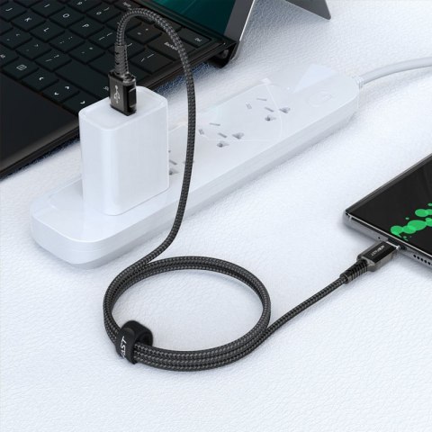 Kabel przewód w oplocie USB - USB-C 3A 1.2m czarny