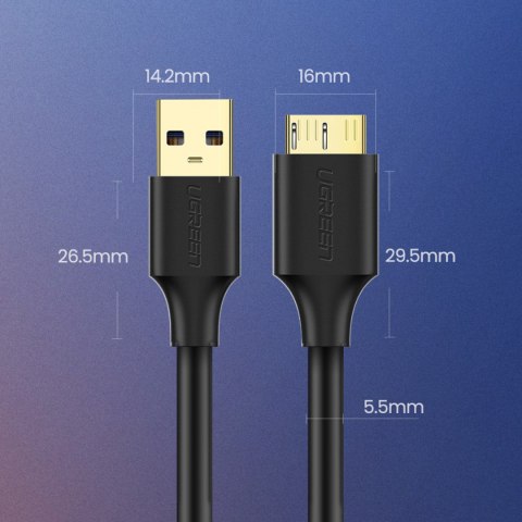 Kabel przewód do dysku USB-A 3.0 - Micro USB-B SuperSpeed 5Gb/s 1m czarny
