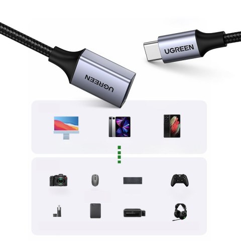 Przejściówka adapter z kabla przewodu USB na USB-C OTG 15cm czarny