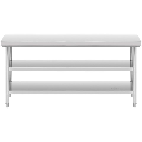 Stół blat roboczy centralny stalowy 2 półki 180 x 60 cm