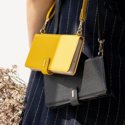 Skórzane etui z klapką i paskiem na ramię do telefonu Galaxy Note 20 czarny