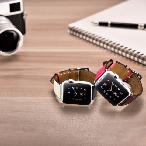 Pasek bransoleta do Apple Watch 42 / 44 / 45mm brązowo-różowy