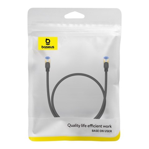 Szybki kabel sieciowy LAN RJ45 cat.7 10Gbps plecionka 0.5m czarny