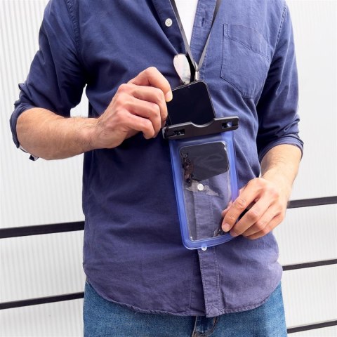 Wodoodporne etui torebka na telefon 6.7'' ze smyczą różowy