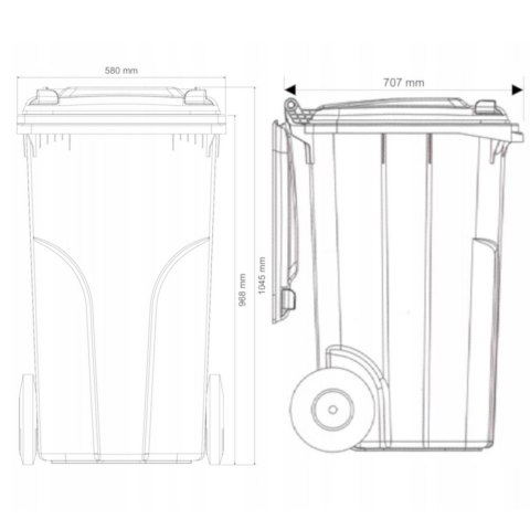 Pojemnik kubeł na odpady i śmieci ATESTY Europlast Austria - brązowy 240L BIO