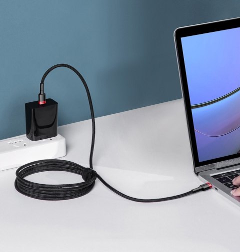 Nylonowy mocny kabel przewód USB-C PD 100W 20V 5A 2m czarny