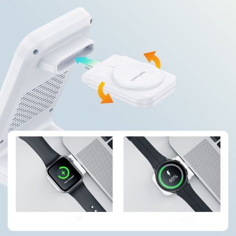 4w1 Stacja ładująca ładowarka indukcyjna Choetech T608 15W biała