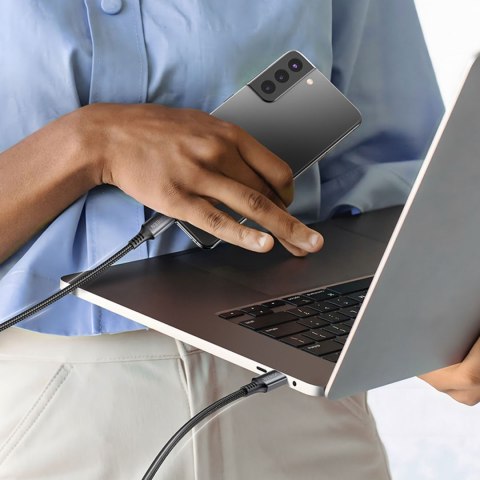 Kabel przewód USB-C 100W 5A PD 480Mbps 3m szary